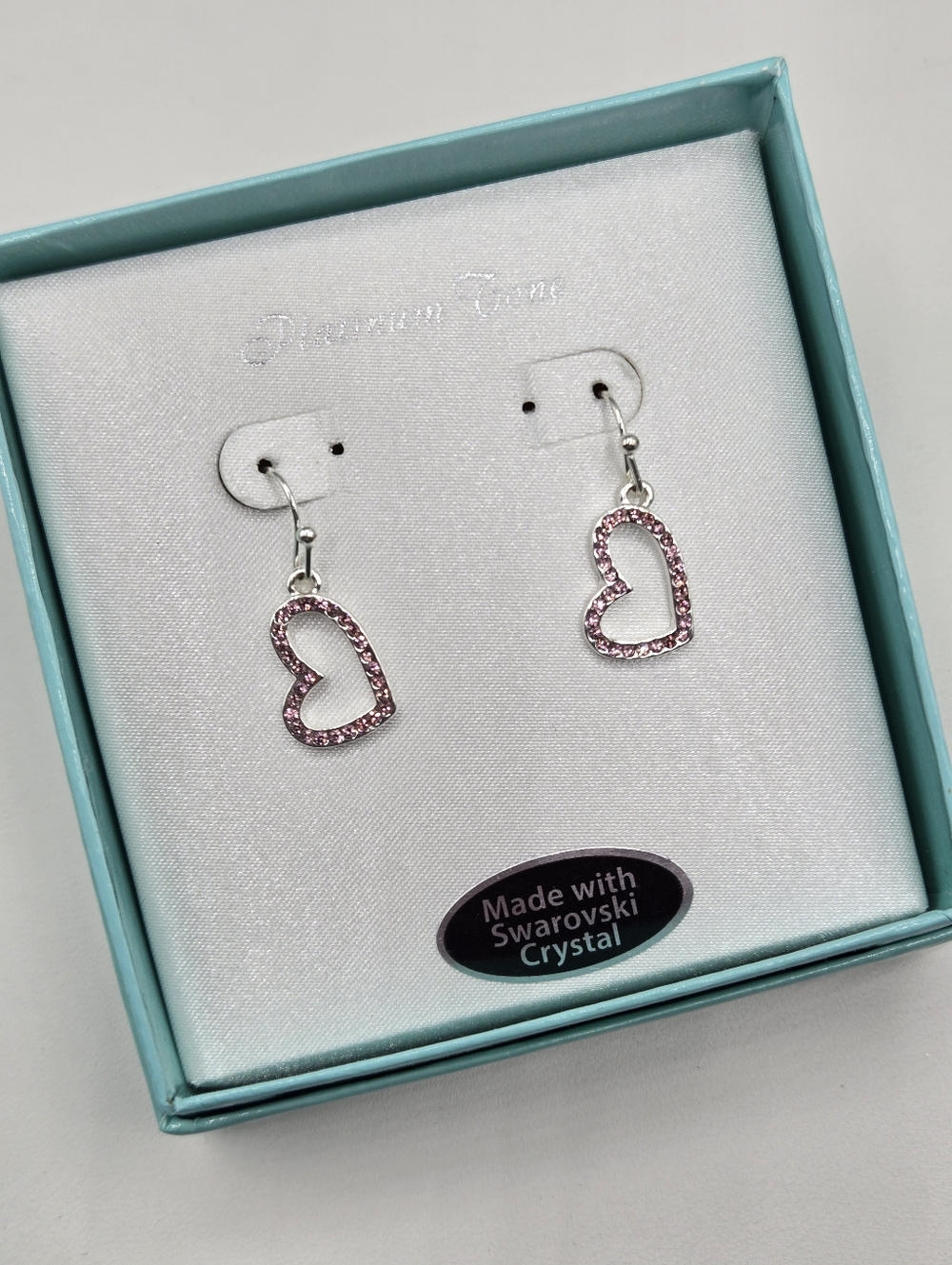 Swarovski Crystal Elements Heart Drop Earrings Pink 1 inch Prom Wedding Casual